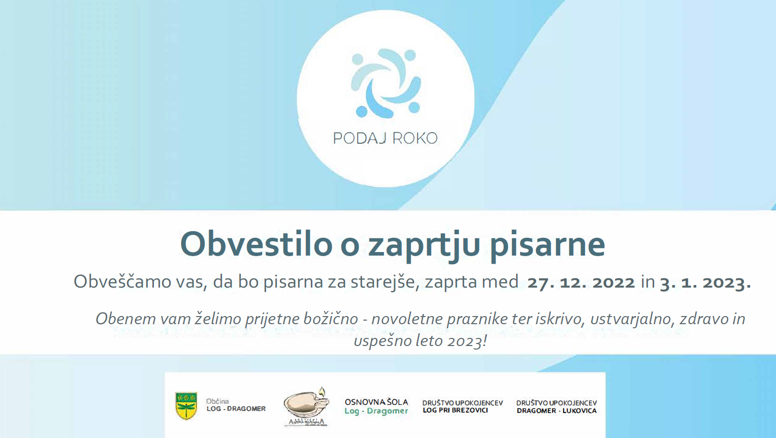 Obvestilo o zaprtju pisarne